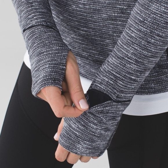 Lululemon Think Fast Long Sleeve Top Heathered Black Grey Activewear Pullover - Picture 12 of 14